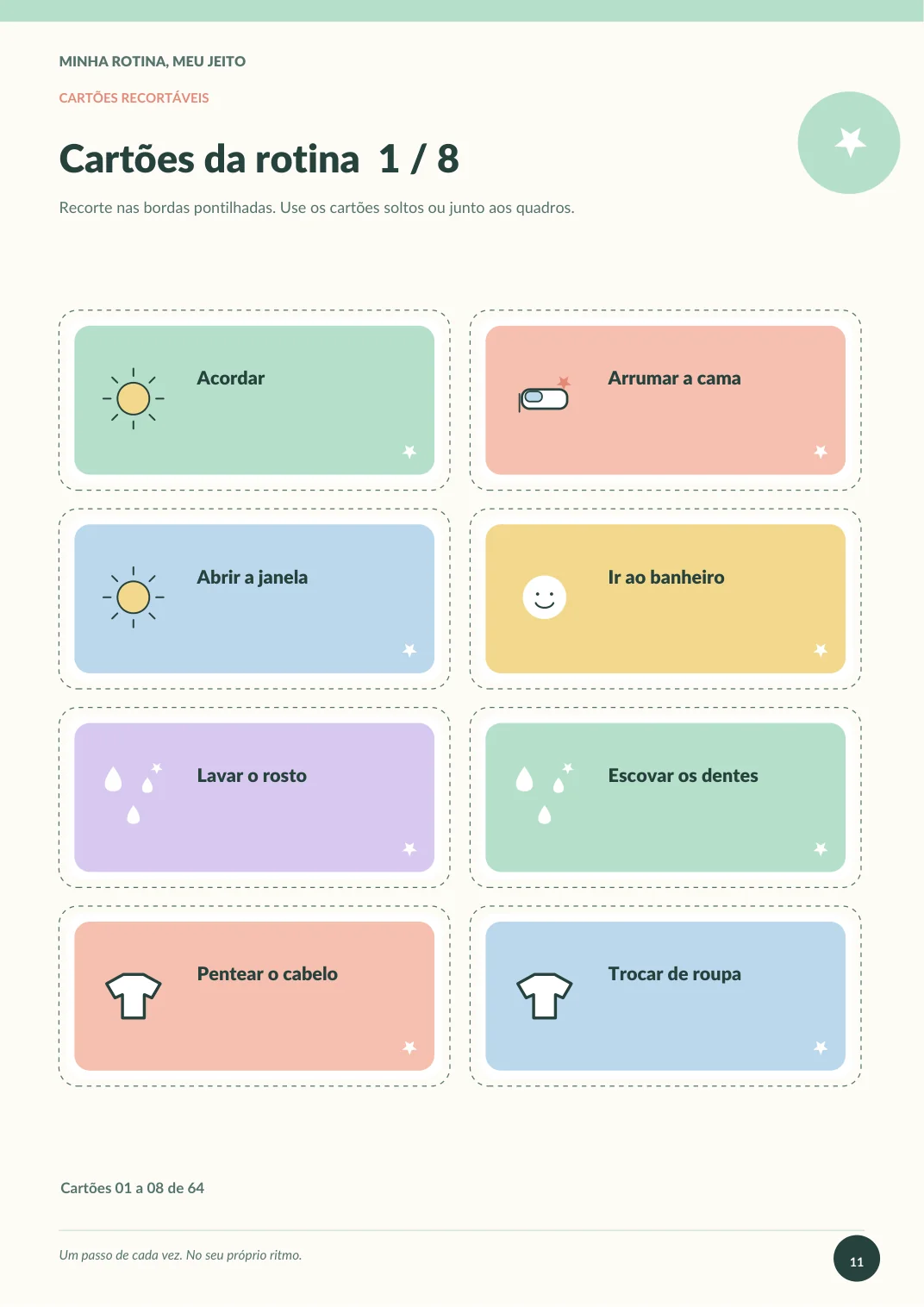 Página real com cartões infantis para recortar
